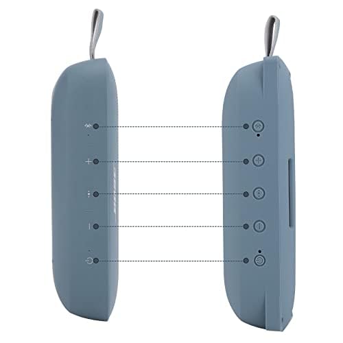 co2CREA Soft Silicone Case for Bose SoundLink Flex Bluetooth Speaker, Blue | Adjustable Shoulder Strap, Crossbody Carrying, Aluminum Carabiner, Lightweight - color: Stone Blue Case