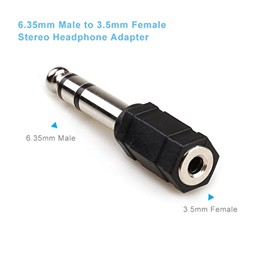 5PCS 6.35mm (1/4 inch) Male to 3.5 mm (1/8 Inch) Female Stereo Audio Headphone Jack Adapters, Quarter inch to 3.5mm Adapter - Black