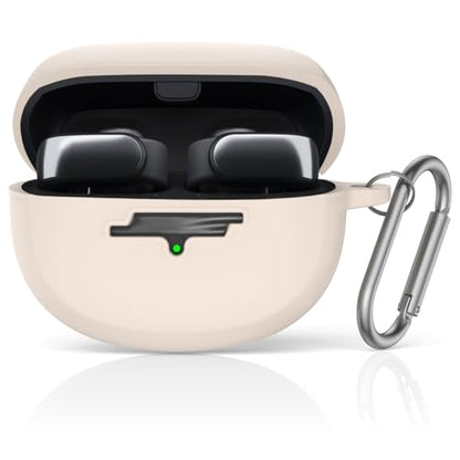for New Bose Ultra Open Earbuds Case(2024), Off-White | Silicone Shockproof Protective Cover for Bose Open Ear Wireless Earbuds Accessories with Carabiner - color: Off-White