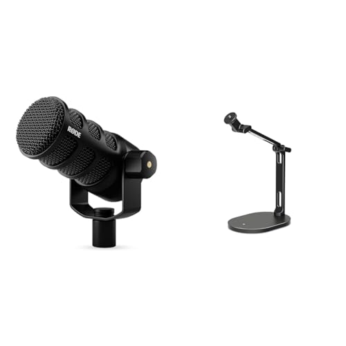 RØDE PodMic USB Versatile Dynamic Broadcast Microphone with XLR and USB Connectivity for Podcasting & DS2 Desktop Studio Arm for Microphones, Cameras, Smartphones, Lights and Other Accessories - style: PodMic USB