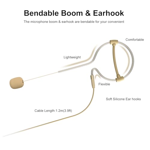 Headset Microphone Single Ear Earset Headworn Low Profile Omnidirectional On-Ear Audio Condenser Mic for Sennheiser Wireless System Bodypack Transmitter, Musicians, 3.5mm Female Screw Plug - size: 3.5mm Female Screw Plug for Sennheiser Only