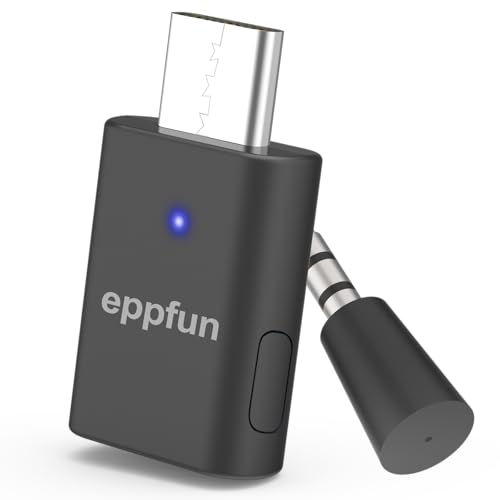 eppfun USB C Bluetooth Adapter for ps5/PS4, Dual Connection Wireless Audio Adapter Low Latency Dongle with 3.5 mm Analog Mic for PC, Mac, Phone