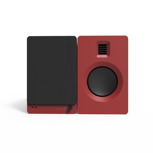 Kanto TUK Powered Speaker with Headphone Out | Built-in USB DAC | Dedicated RCA with Phono Pre-amp | Bluetooth | AMT Tweeter | 5.25" Driver | Pair | Matte Red - color: Matte Red