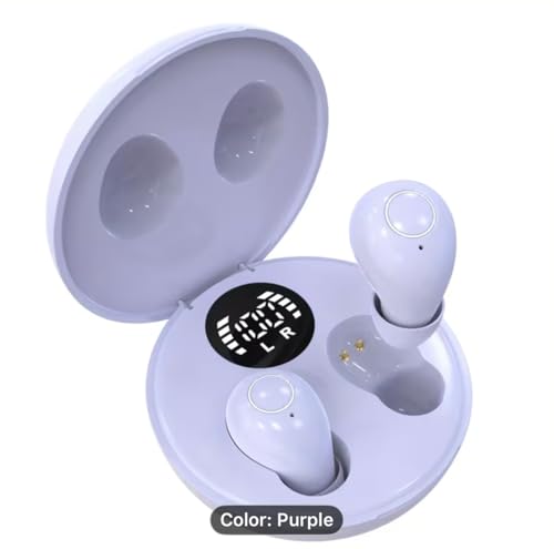 Invisible Wireless Earbuds for Sleep & Work, Mini Noise-Reducing Bluetooth Earphones, Comfortable in-Ear Design with Charging Case - color: Purple