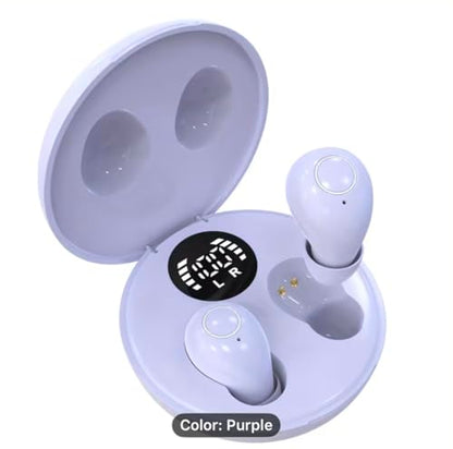 Invisible Wireless Earbuds for Sleep & Work, Mini Noise-Reducing Bluetooth Earphones, Comfortable in-Ear Design with Charging Case - color: Purple
