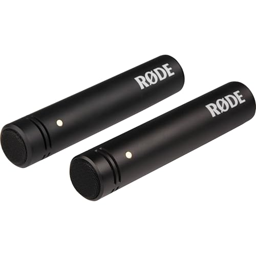 Rode M5-MP Matched Pair Small-Diaphragm Condenser Microphone Bundle with SB20 Stereo Bar, Boom Stand and XLR Cables — Drum Overhead, Choir, Orchestra, Acoustic Guitar Studio Recording Kit