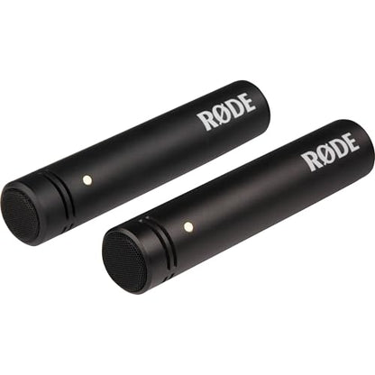 Rode M5-MP Matched Pair Small-Diaphragm Condenser Microphone Bundle with SB20 Stereo Bar, Boom Stand and XLR Cables — Drum Overhead, Choir, Orchestra, Acoustic Guitar Studio Recording Kit