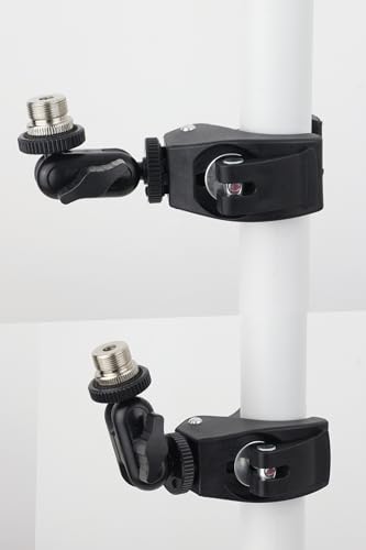 Mic Crab Clamp Microphone Mount with Double Ball Head Adjustment 1/4" to 5/8" Thread, Fits Mic Stand, Drum Stand, Desktop Shelf