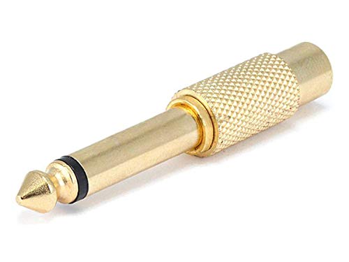 Monoprice Metal 1/4in (6.35mm) TS Mono Plug to RCA Jack Adapter - Gold Plated