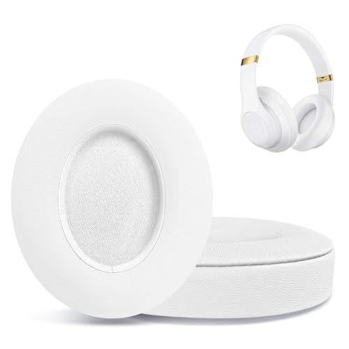 Replacement Ear Pads for Beats Studio 2 & Studio 3 Wired & Wireless Headphones, Ear Cushions, Headset Earpads, Ear Cups Cover with Soft Protein Leather-White - color: White