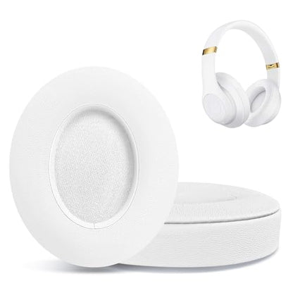 Replacement Ear Pads for Beats Studio 2 & Studio 3 Wired & Wireless Headphones, Ear Cushions, Headset Earpads, Ear Cups Cover with Soft Protein Leather-White - color: White