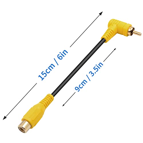 Duttek Short RCA Extension Cable 6in/15cm, 90 Degree RCA Subwoofer Cable, RCA Male to Female Audio Cable Supports Shielded Digital Analogue, for HDTV, DVD, Amplifiers 2 Pack - size: 6in/15cm, style: 90 Degree RCA Male to Female