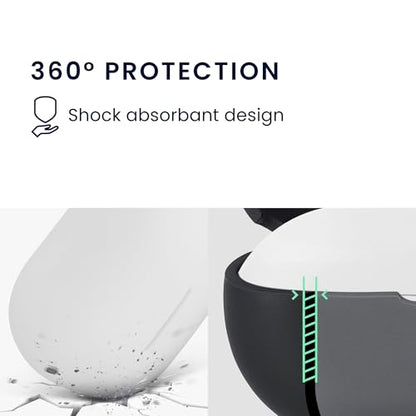 kwmobile Cover for Bose QuietComfort Earbuds Case - Silicone Cover for Earbuds Charging Case - Protective Headphone Holder with Carabiner Clip - White - color: white