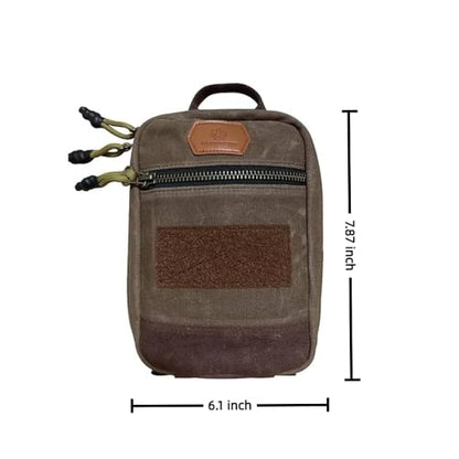 Roaring Fire Smolder Tactical EDC Organizer Pouch,Waxed Canvas Tool Bag | MOLLE Utility Pouch，With Brass YKK Zippers & Hook and Loop Patch Panel for EDC Carry, Range, Camping, Hiking & Travel