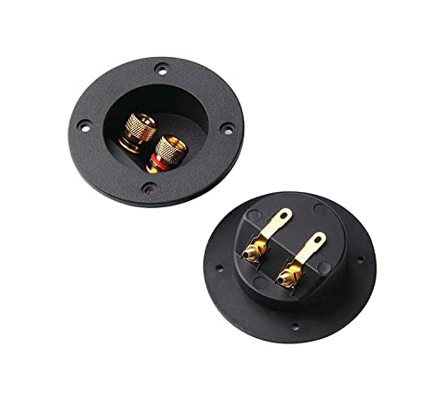 Arroyner 2Pcs 3-Inch Speaker Box Terminal Cup DIY 2-Way Speaker Box Terminal Binding Post Round Spring Cup Connector - color: Black-2pcs