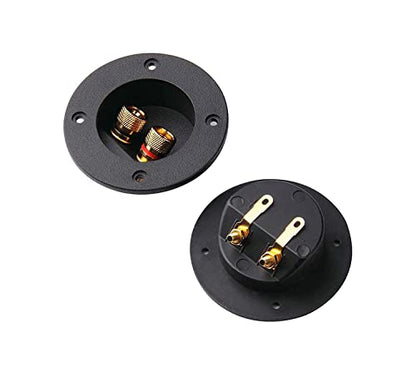 Arroyner 2Pcs 3-Inch Speaker Box Terminal Cup DIY 2-Way Speaker Box Terminal Binding Post Round Spring Cup Connector - color: Black-2pcs