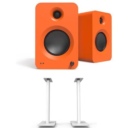 Kanto REN MO Bluetooth Powered Bookshelf Speakers - Matte Orange Pair SP26PLW 26" Fixed-Height Stands for Bookshelf Speakers - White Pair (2024) - size: RENMO, style: SP26PLW