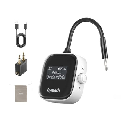 Syntech Airplane Bluetooth Transmitter Receiver for 2 AirPods or Wireless Headphones (White) - color: White