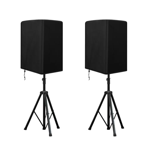 2PCS Speaker Cover for 15 Inch PA/DJ Powered Speaker Mounted on Stand, Outdoor Speaker Covers UV Protection Water Resistant Dustproof 800D Oxford Cloth(Black) - size: XL:30" H x 19" W x 20" D