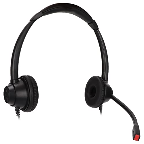 2.5mm Office Headset, Dual Ear Telephone Headphone with Noise Cancelling Microphone, Binaural Customer Service Headphones for Phone Sales Hospitals Banks, Comfortable ABS Material