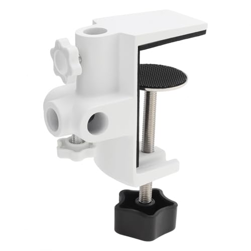 RTNLIT Desk Lamp Clamp, 1/2 inches 4 Hole Metal Table Mounting Clamp, White | Universal C Clamp for Magnifying Light/Microphone/Boom Scissor Arm, Fits up to 2-1/2 inches Desktop Thickness - color: White