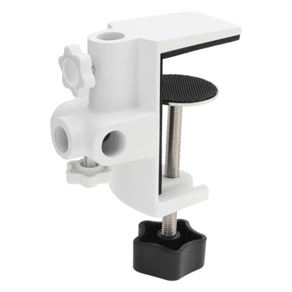 RTNLIT Desk Lamp Clamp, 1/2 inches 4 Hole Metal Table Mounting Clamp, White | Universal C Clamp for Magnifying Light/Microphone/Boom Scissor Arm, Fits up to 2-1/2 inches Desktop Thickness - color: White