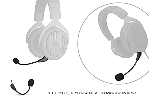 Replacement Game Mic for Corsair HS50 H60 HS70 Series Stereo Gaming Headset on PS4 PS5 Xbox One PC, 3.5mm Detachable Boom Microphone Noise Cancelling