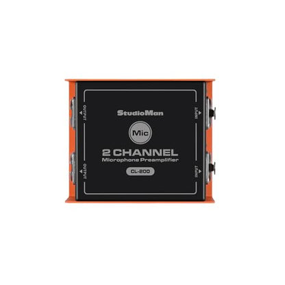 StudioMan CL-200 2-CH XLR Preamp for Dynamic Microphones,25dB Gain, Low-Noise Amplifier,Compact Metal Housing, XLR I/O,0range/Black,Phantom Power compatible (CL-200)