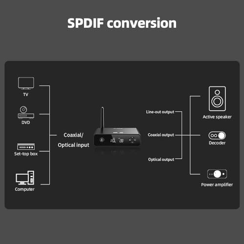 FiiO BR13 HiFi Bluetooth 5.1 Music Receiver Long Range Bluetooth Adapter with USB DAC, LDAC/aptX Low Latency, OLED Display & RCA Optical Coaxial Output for Home Stereo,PC/TV