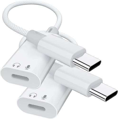 Vcddom 2 Pack USB C to Lightning Audio Adapter, USB Type C Male to Female Lightning Headphone Audio Adapter Compatible with iPhone 17/17 Pro/16, iPad Pro, iPad Air 6/5, Galaxy S25/S24 (No Charge)
