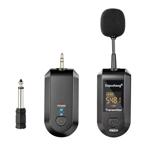 Depusheng 2.4G Wireless Microphone Headset,Lavalier and Handheld Mic 160ft Range,with 1/8''&1/4'' Plug for PA System,Voice Amplifier (One lavalier Microphone) - size: One lavalier microphone