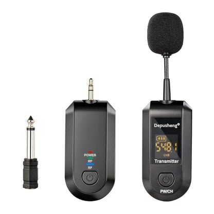 Depusheng 2.4G Wireless Microphone Headset,Lavalier and Handheld Mic 160ft Range,with 1/8''&1/4'' Plug for PA System,Voice Amplifier (One lavalier Microphone) - size: One lavalier microphone