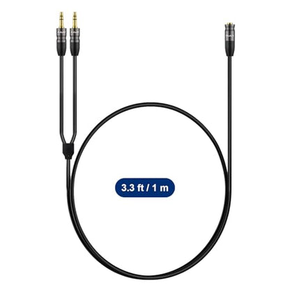 J&D 3.5 mm to 2X 3.5 mm Cable, Gold Plated Joint Copper Shell Heavy Duty 3.5mm 1/8 inch TRS Female to Dual 3.5 mm 1/8 inch TRS Male Y-Splitter Stereo Audio Adapter Cable, 3.3 Feet - size: 3.3 Feet