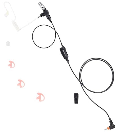 commountain Earpiece for Motorola Radios SL300 SL3500e TLK 100 | Acoustic Tube Surveillance Headset, Noise Reducing PTT Mic, Clear Audio, Reinforced Cable