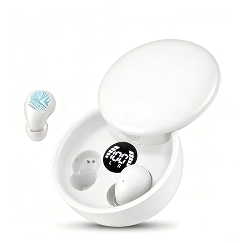 Invisible Sleep Earbuds, Mini Wireless Bluetooth Earbuds for Side Sleepers, Ultra-Light Ergonomic Design, Smart Touch Control, Auto Pairing, IPX5 Waterproof, Deep Bass Stereo（DeepWhite） - color: Deep White