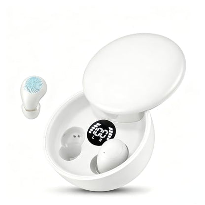 Invisible Sleep Earbuds, Mini Wireless Bluetooth Earbuds for Side Sleepers, Ultra-Light Ergonomic Design, Smart Touch Control, Auto Pairing, IPX5 Waterproof, Deep Bass Stereo（DeepWhite） - color: Deep White