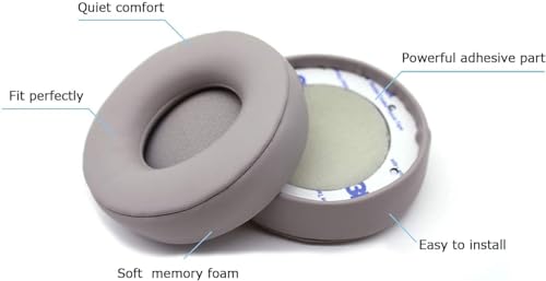 Adhiper Solo Pro Replacement Earpads for Beats Solo Pro Headphones (Grey) | Protein Leather Ear Pads,Noise Isolation Memory Foam Ear Cushion ,Durable ,Anti-Sweat,Soft and Comfortable - color: GRAY