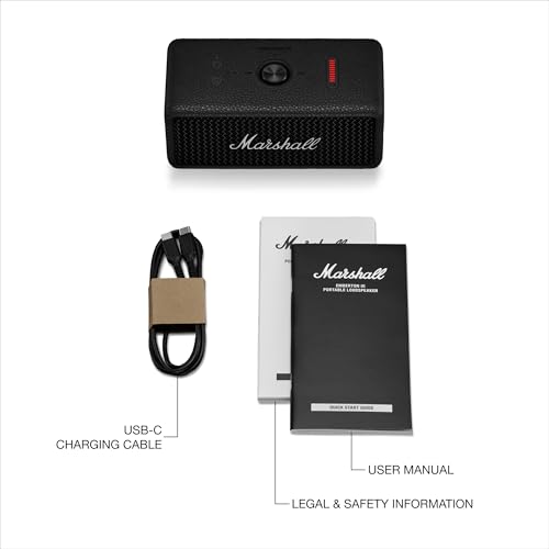 Marshall Emberton III Portable Bluetooth Speaker - Rugged Waterproof/Dust-Proof Design | Loud Stereo Sound, Deep Bass | Compact and Wireless for Travel and Outdoors - Black and Silver - color: Black & Silver