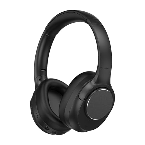 ZXQ Over Ear Hybrid Active Noise Cancelling Bluetooth Wireless Headphones,Deep Bass Hi-Fi Sound,45 Hours Long Playtime ANC Cancellation Headset with Microphone for Travel Workout,Black (Black)