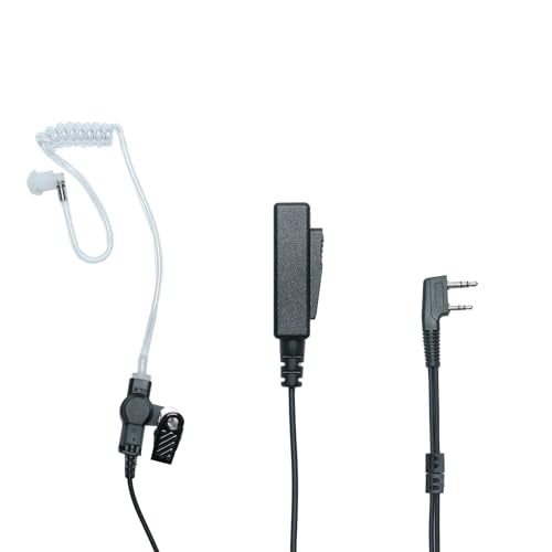 2 Wire Surveillance Kit Covert Acoustic Tube Police Earpiece Headset PTT MIC Compatible with Kenwood Baofeng BF-888s UV-82 UV5r 2 Way Radio Walkie Talkie 2 Pin