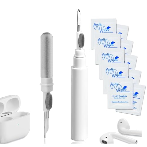 Earbud Cleaning Kit with 5 Audio Wipes, 3-in-1 Cleaning Pen for AirPods & Wireless Earbuds, Cleaning Tool for Charging Case, Phone, Keyboard, Speakers & Electronics, Compact Travel Cleaner - size: Cleaning Kit + 10 Count