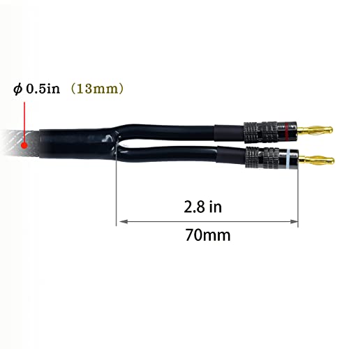 Arklove 2pack 15ft 12awg Premium Heavy Duty Braided Wire Dual Banana to Banana Gold Plated Plug Speaker Cable OFC Oxygen-Free Copper - size: 15ft