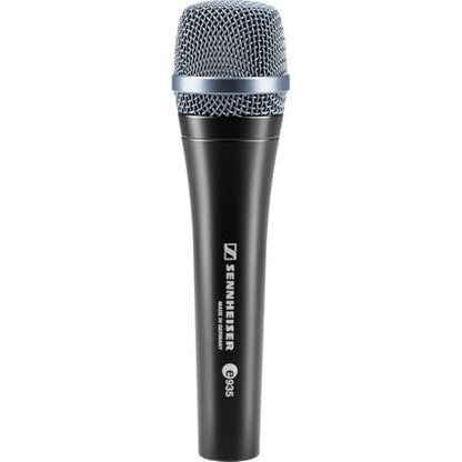 Sennheiser e 935 Wired Professional Cardioid Dynamic Handheld Vocal Microphone with Clip - Bundle with H&A Tripod Stand Telescoping Boom, 25' XLR M to F Cable | Cardioid dynamic microphone with tripod stand and XLR cable for live performance, studio recor