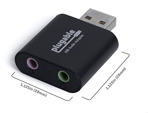 Plugable USB Audio Adapter Bundle with USB C to USB Cable, 3.5mm Speaker-Headphone and Microphone Jack, Add an External Stereo Sound Card to Any PC, Compatible with Windows, Mac, and Linux