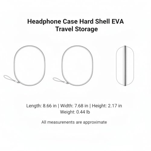 Hard Shell Headphone Case for Over-Ear Models, Protective EVA Travel Storage Bag with Mesh Pocket for Cables - size: 8.66 x 7.68 x 2.17 in
