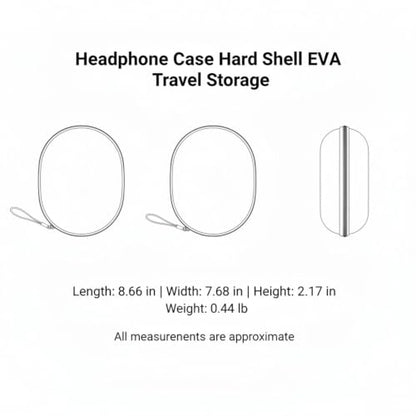 Hard Shell Headphone Case for Over-Ear Models, Protective EVA Travel Storage Bag with Mesh Pocket for Cables - size: 8.66 x 7.68 x 2.17 in