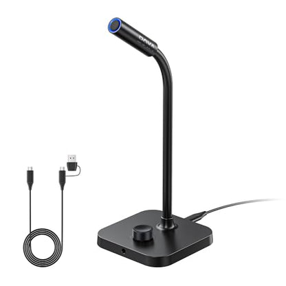 BOYA CM40 Computer USB Microphone for PC, Laptop, Mac & Phones | Gooseneck Microphone with ENC Noise Cancellation, Adjustable Gain, One-Touch Mute, Headphone Monitoring for Podcast Streaming
