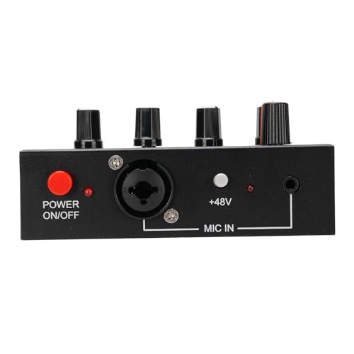 Microphone Preamp Mic Gain Booster 48V Power Supply Mic Pre Amp for Dynamic Condenser XLR 3.5mm 6.35mm Inputs Outputs (with XLR Cable) - size: With XLR Cable