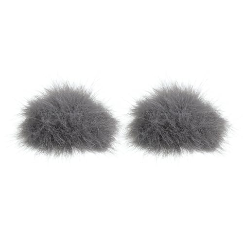 PATIKIL Furry 마이크 윈드스크린 5mm x 55mm 마이크 커버 윈드실드 실내 실외 마이크용 라이트 그레이 2팩 - color: 연회색., size: 5mm x 55mm