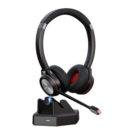 Bluetooth Headset with Microphone, Wireless Headset with Mic & Mute Button, 40 Hrs Working Time Noise Cancelling Bluetooth 5.2 for PC Laptop Teams Zooms Work Business Meeting